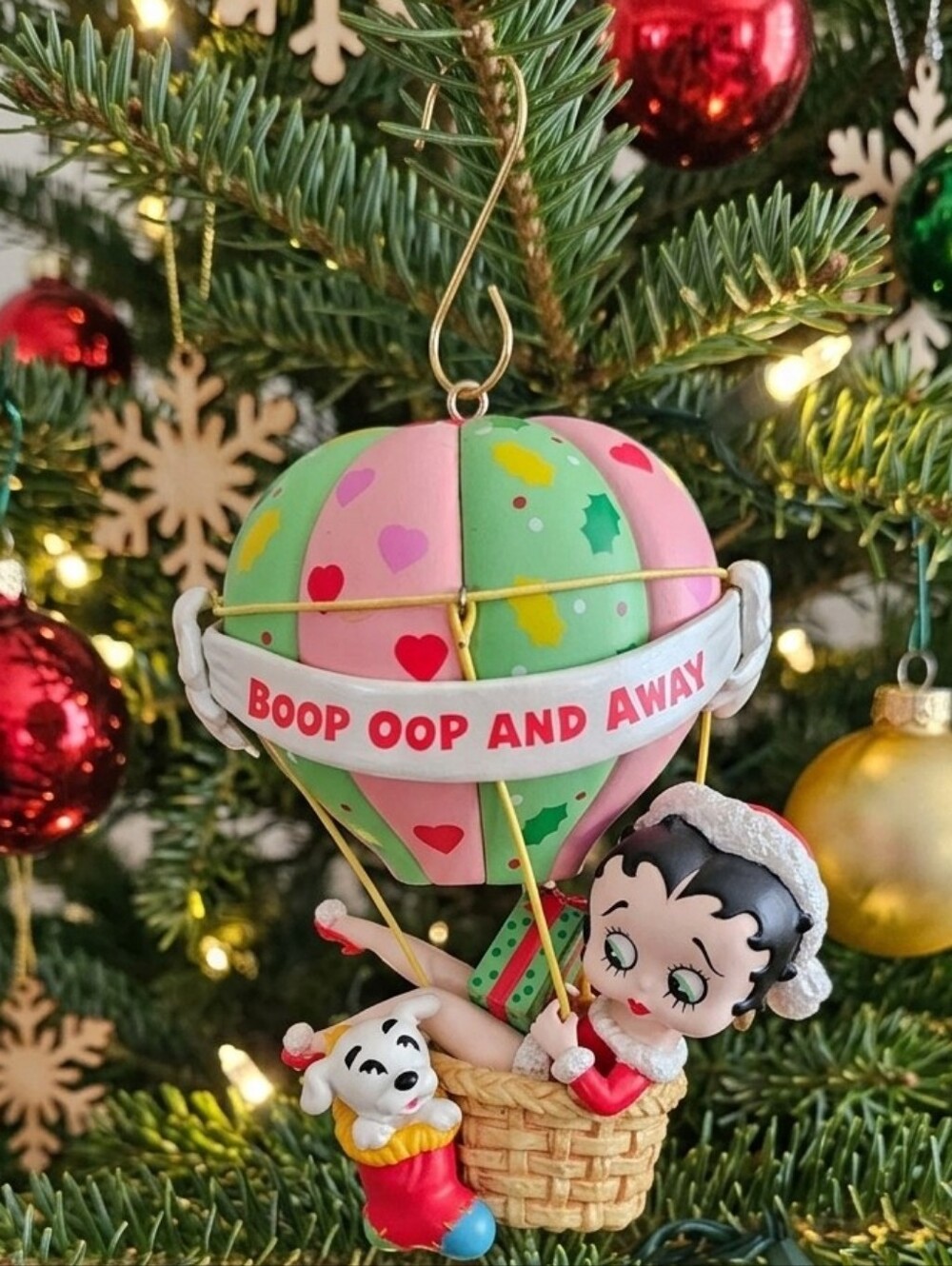 Betty Boop Pink & Mint Holiday Hot Air Balloon Ornament